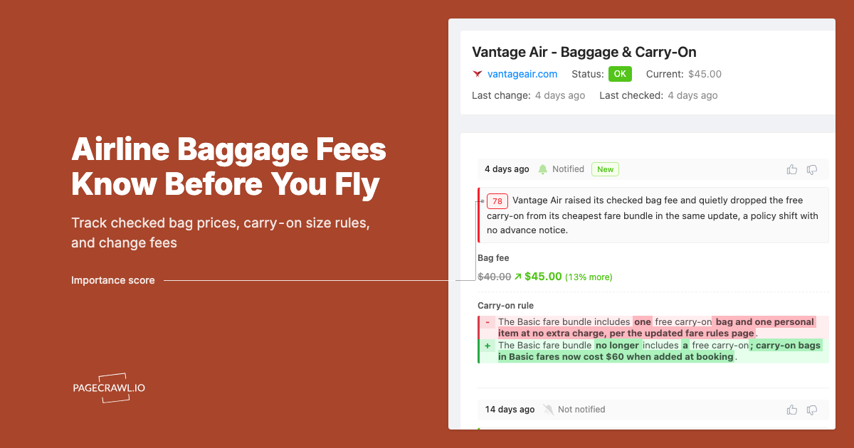 Airline Baggage Fee and Policy Change Monitoring