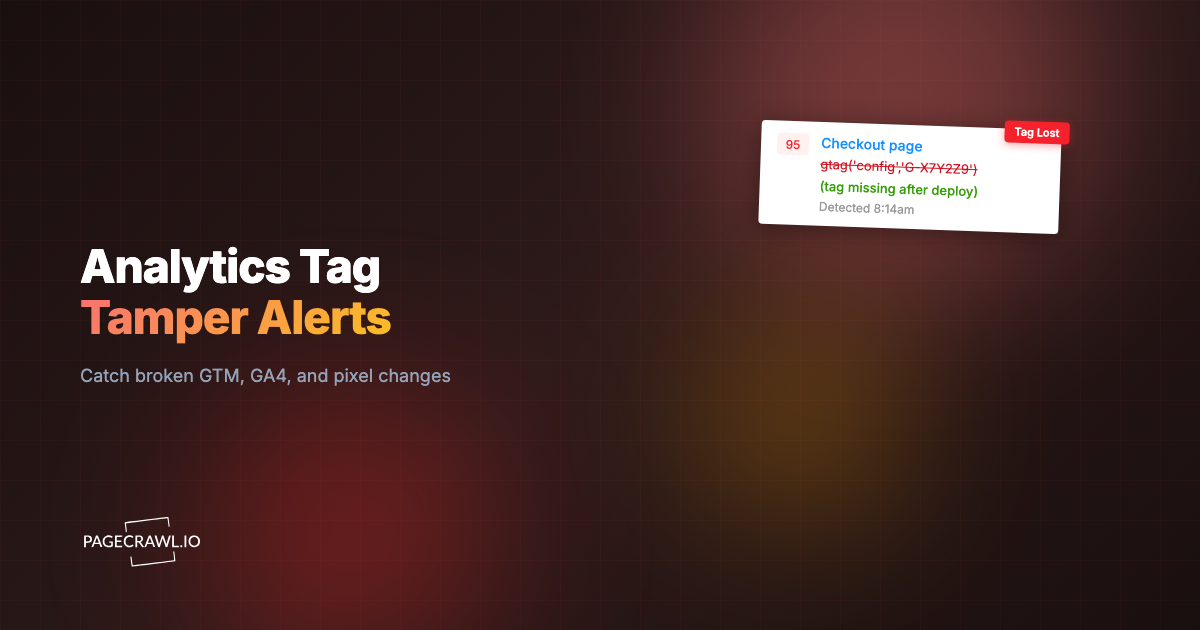 Analytics Tag Tamper Monitoring: Catch Broken GTM, GA4, and Ad Pixels Before Your Reporting Craters