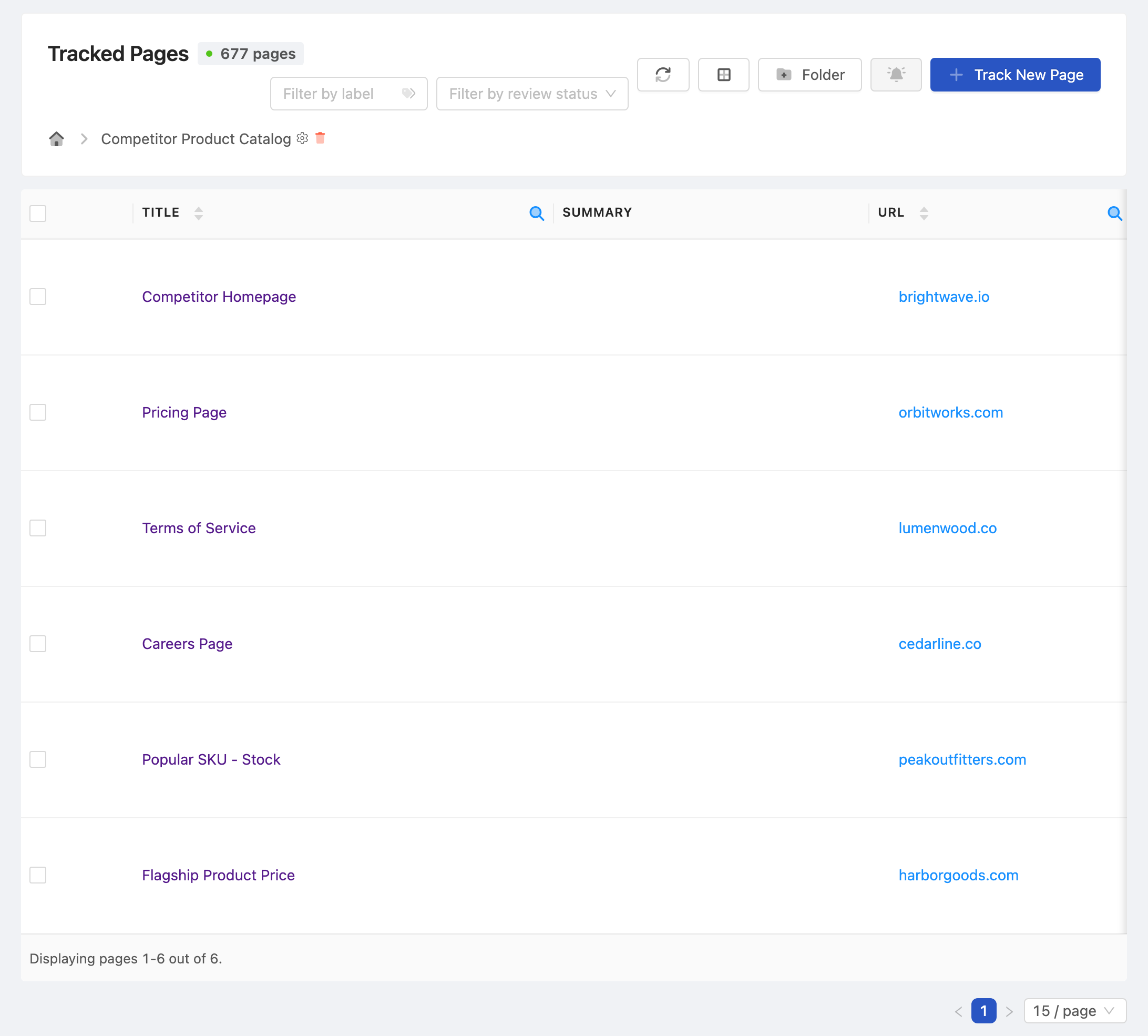 Setting up a PageCrawl monitor for Competitor Product Catalog