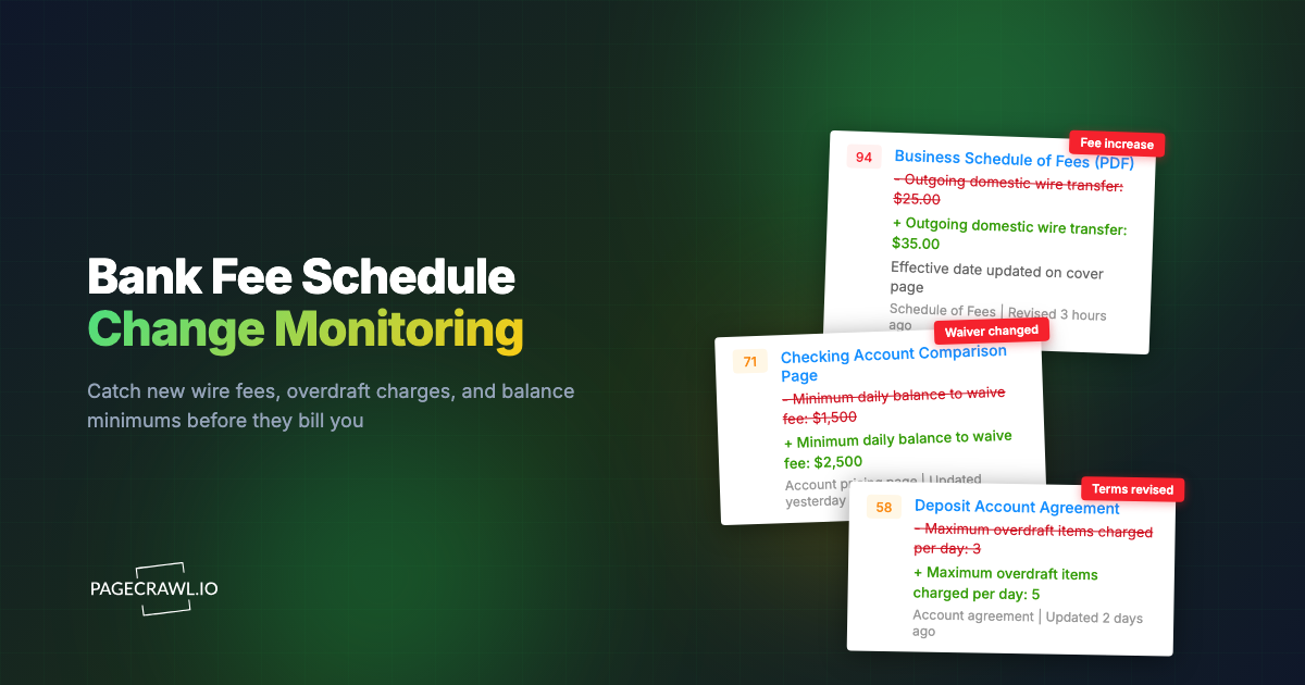 Bank Fee Schedule Change Monitoring: Catch New Charges Before They Bill You