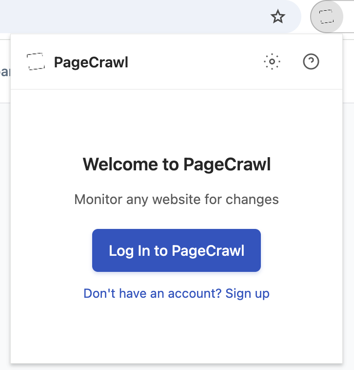 PageCrawl Login Screen