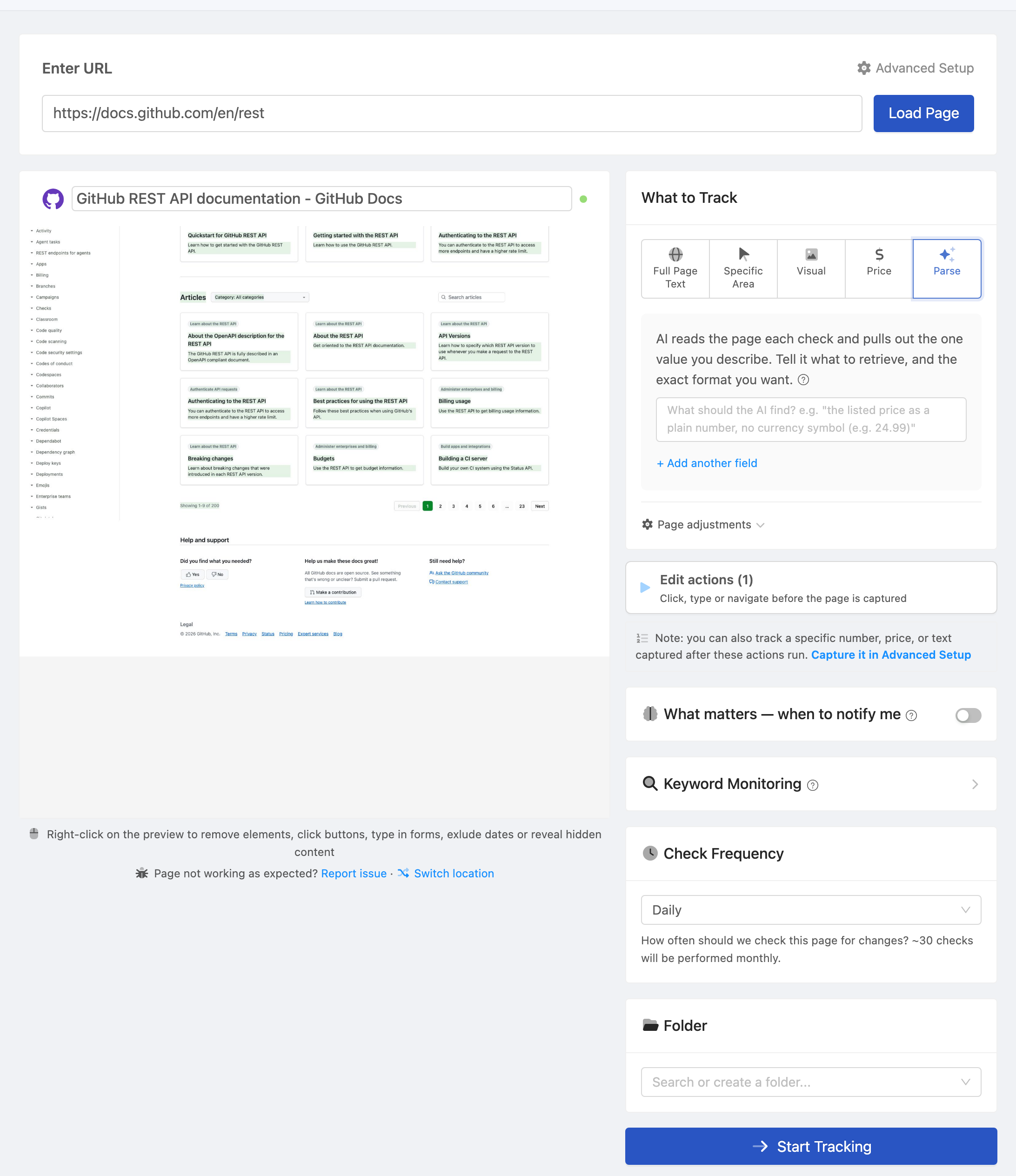 Setting up a PageCrawl monitor for Product Pricing Page