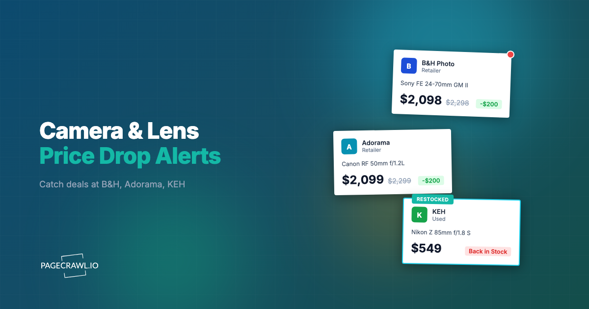Camera & Lens Price Drop Alerts (B&H, Adorama, KEH)