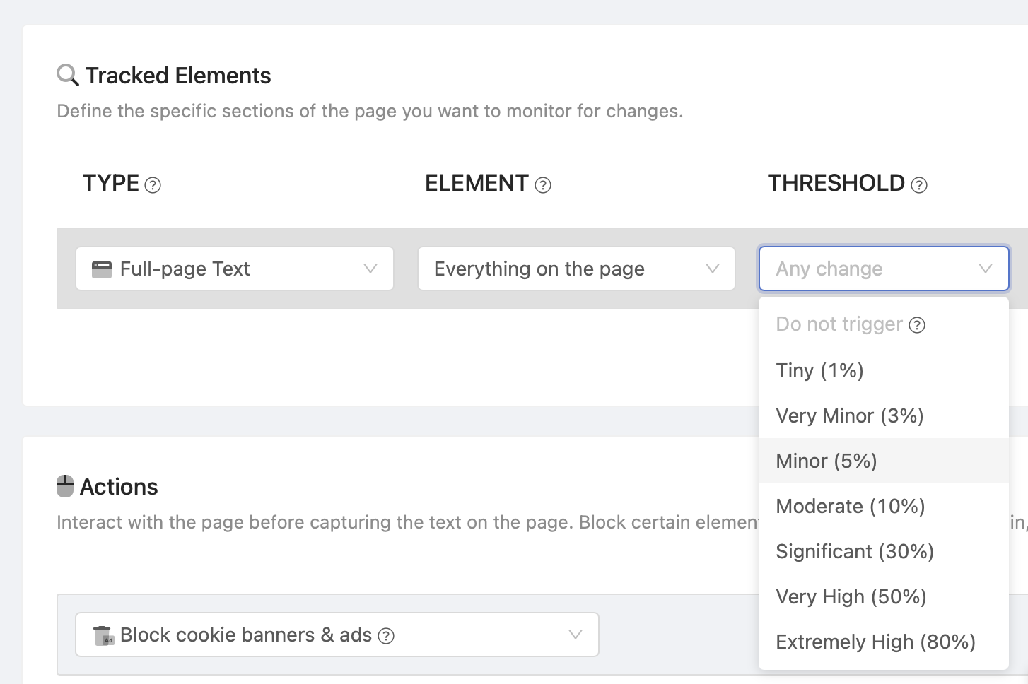 change detection threshold