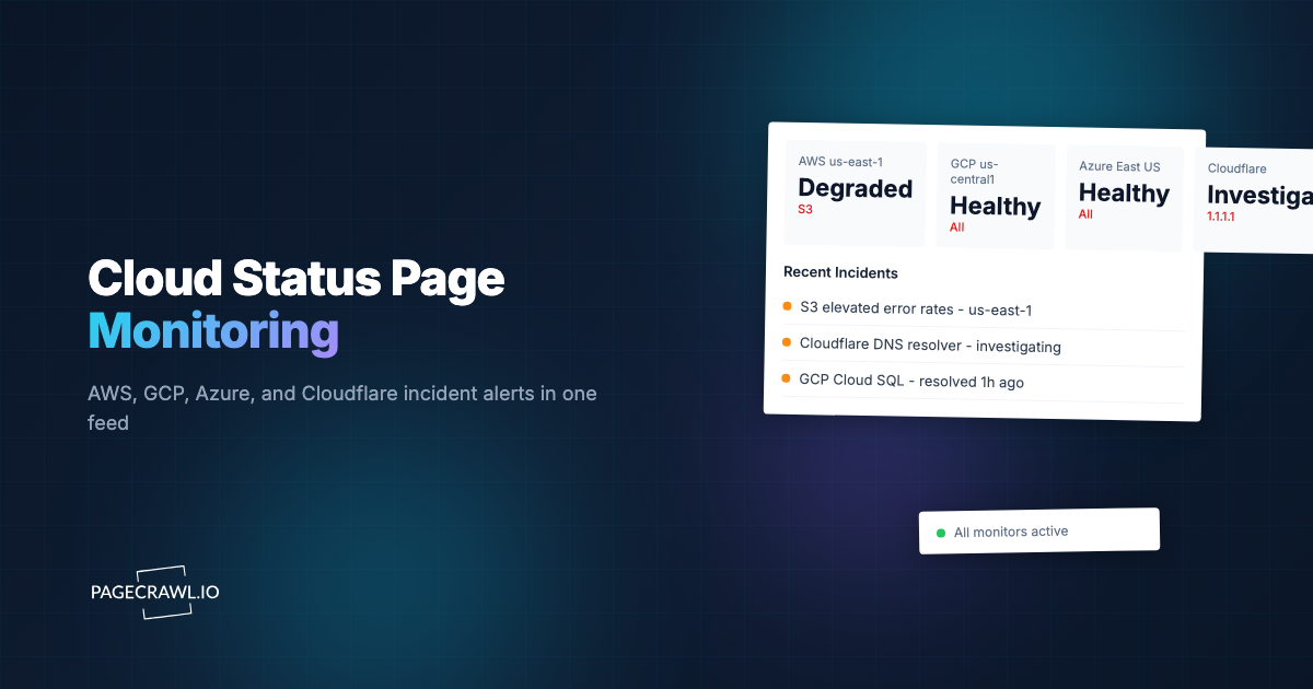 Cloud Status Page Monitoring: AWS, GCP, Azure, and Cloudflare