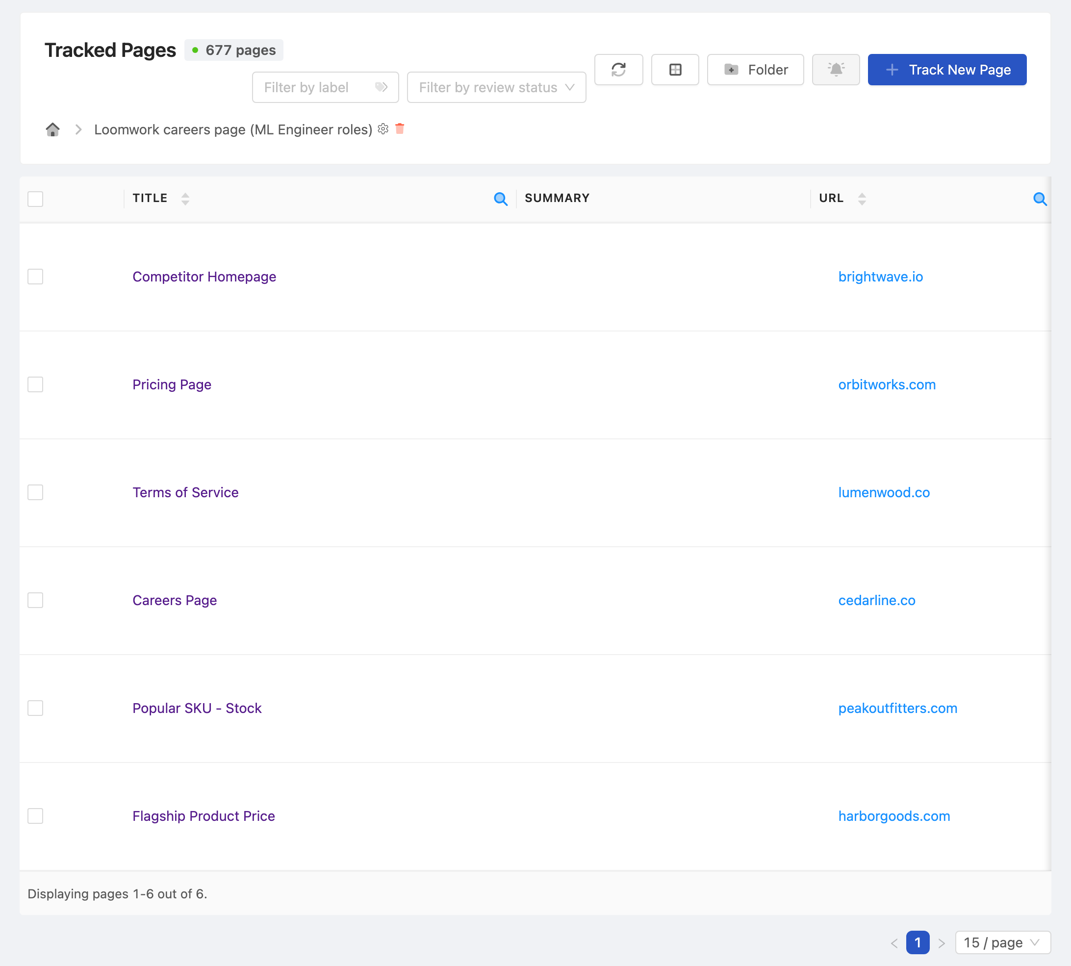 PageCrawl change diff for Competitor Careers Page (ML Engineering), highlighting the added and removed text