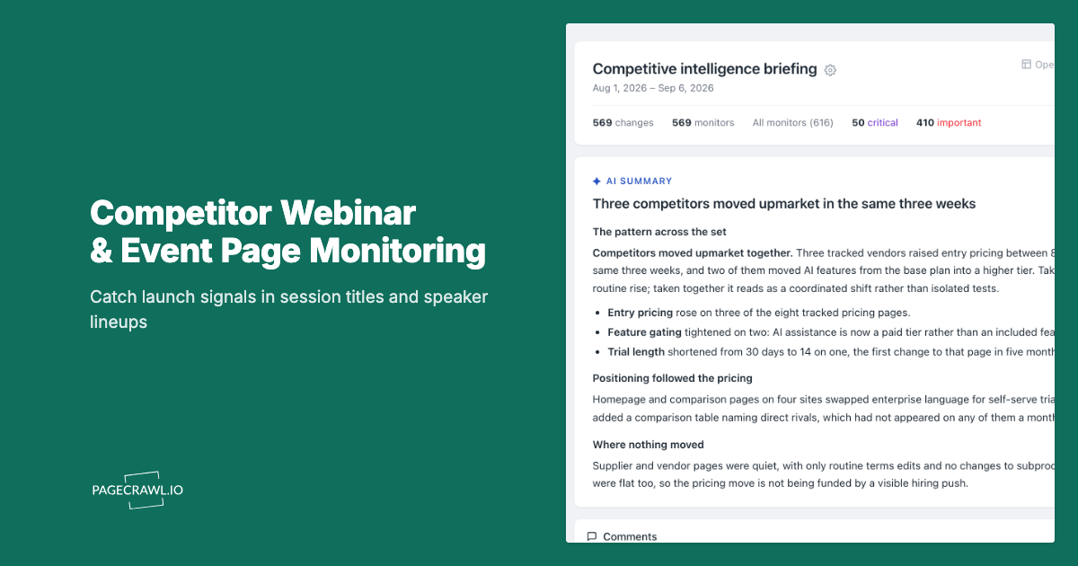 Competitor Webinar and Event Page Monitoring: Reading Launch Signals Early