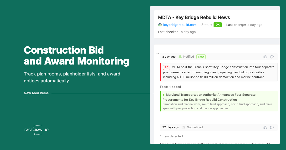 Construction Bid and Award Monitoring for Suppliers