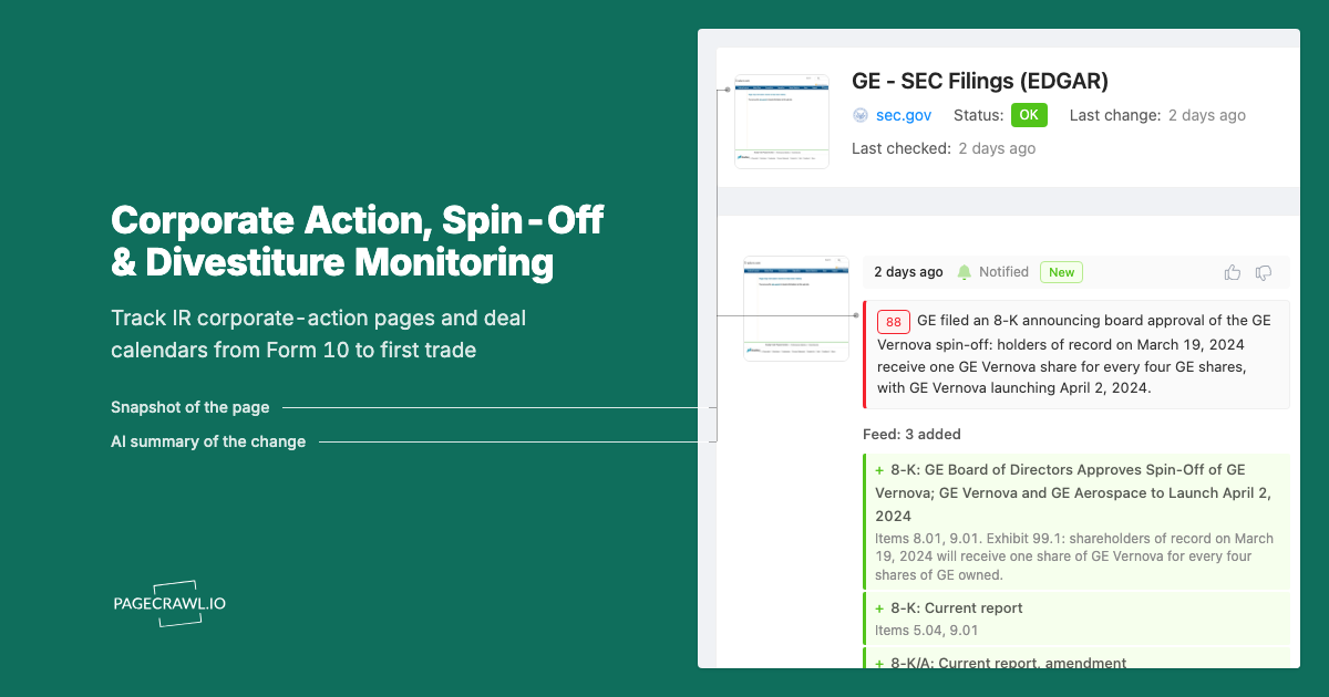 Corporate Action Monitoring: Track Spin-Offs, Carve-Outs and Divestiture Milestones
