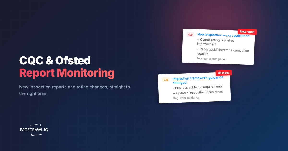 CQC and Ofsted Monitoring: Track Inspection Reports and Rating Changes
