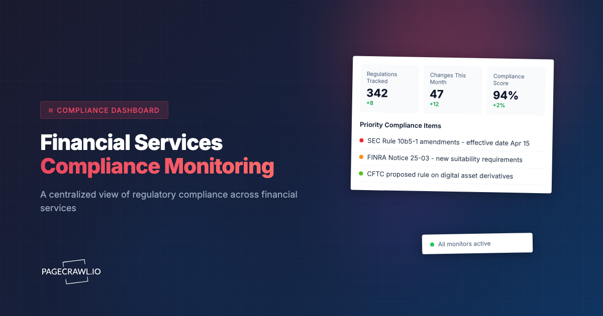 Financial Services Compliance Monitoring: FINRA, SEC, and CFPB Update Tracking