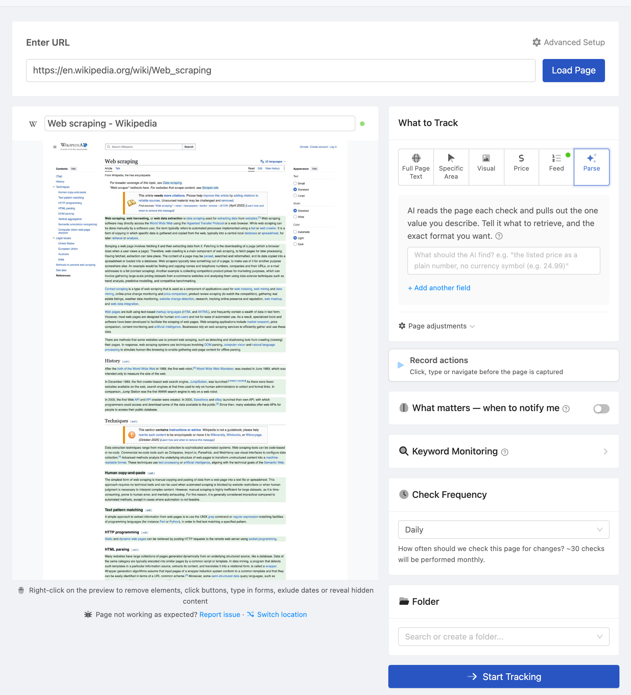 Setting up a PageCrawl monitor for Competitor Pricing Page Monitor