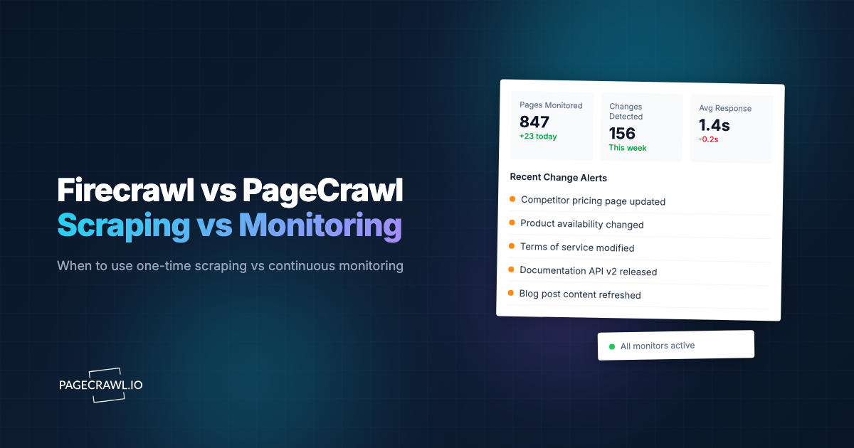 Firecrawl vs PageCrawl: Web Scraping vs Web Monitoring