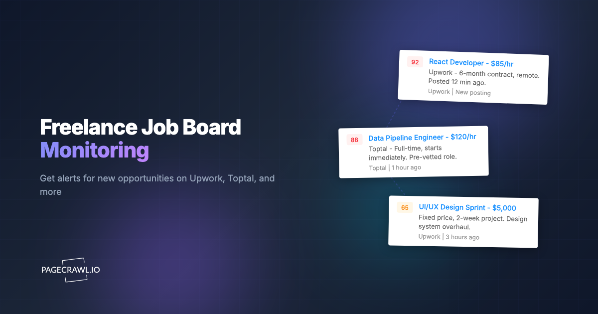 Freelance Job Board Monitoring: Get Alerts for New Gigs on Upwork and Toptal