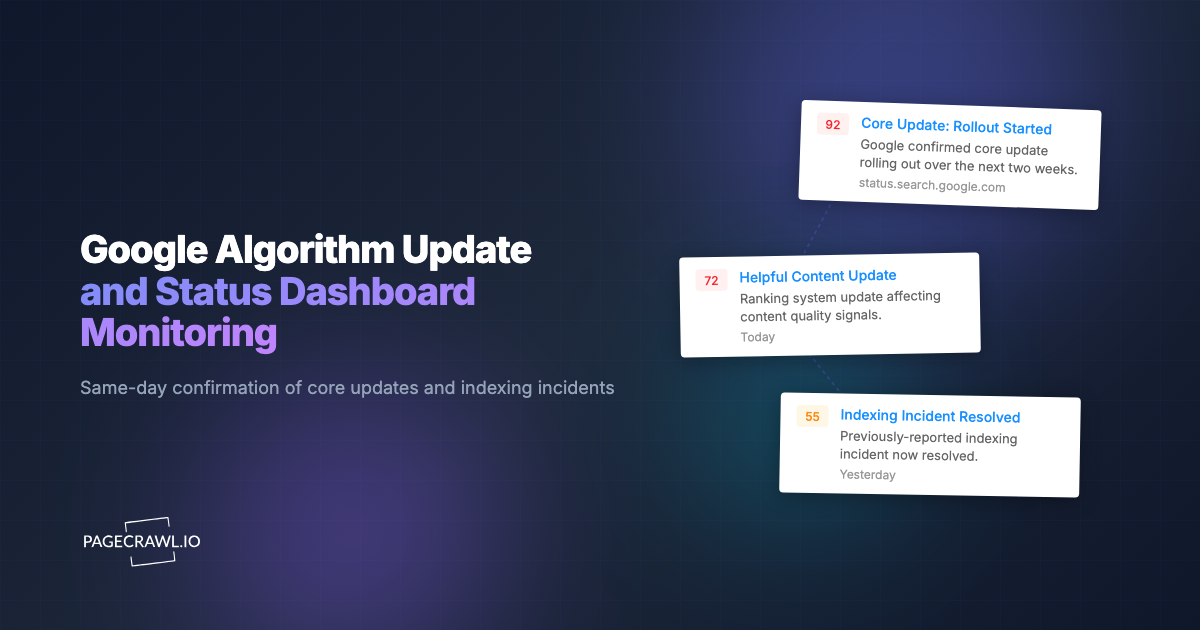 Google Algorithm Update and Search Status Dashboard Monitoring
