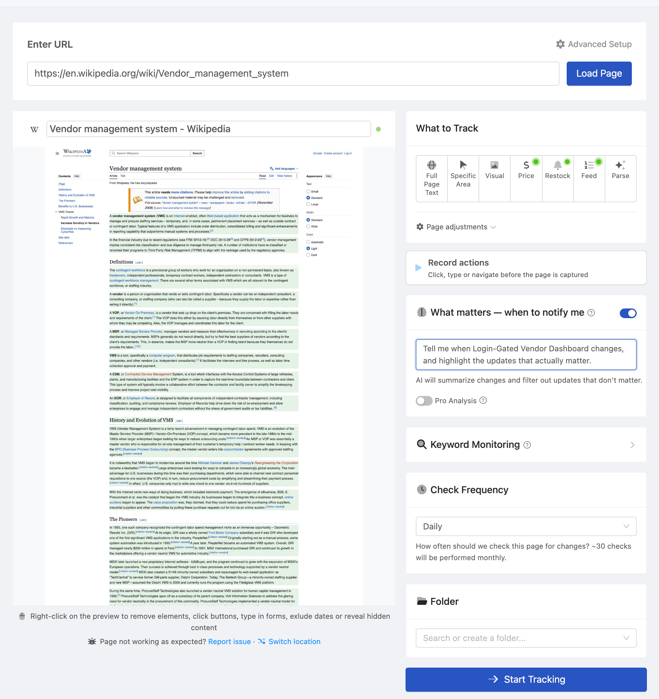 Setting up a PageCrawl monitor for Login-Gated Vendor Dashboard
