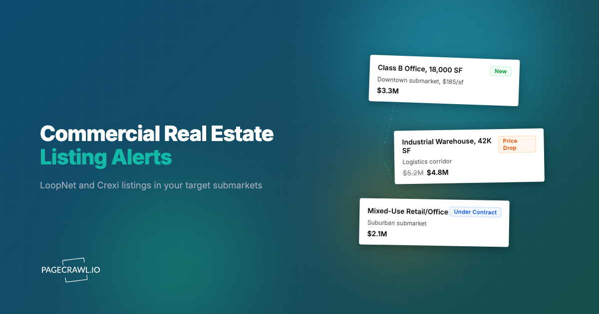 Commercial Real Estate Listing Alerts (LoopNet, Crexi): How to Get Real-Time Notifications on New Listings and Price Changes