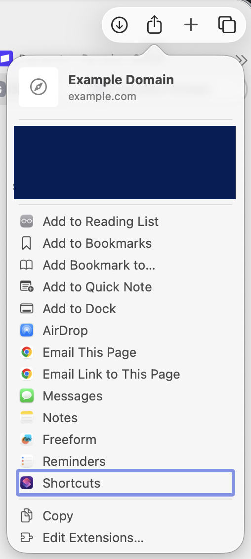 Using the shortcut from Mac