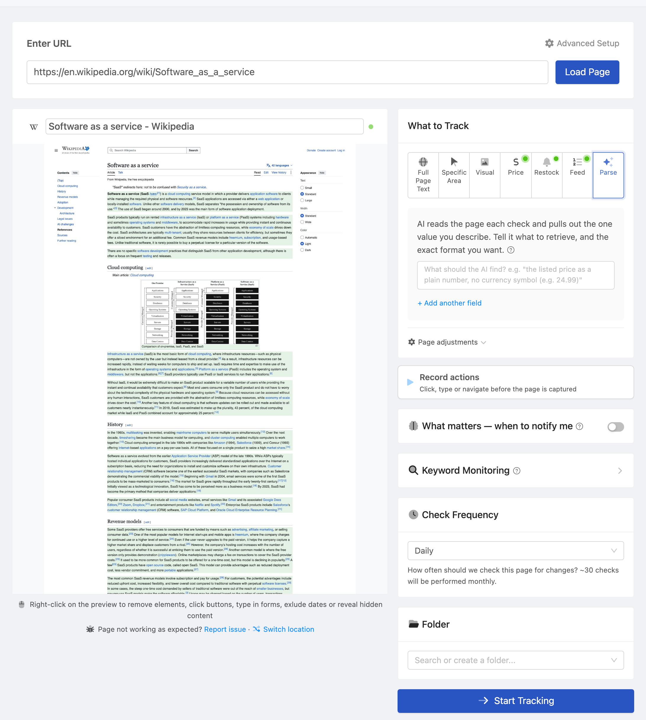 Setting up a PageCrawl monitor for Competitor Enterprise Pricing Page