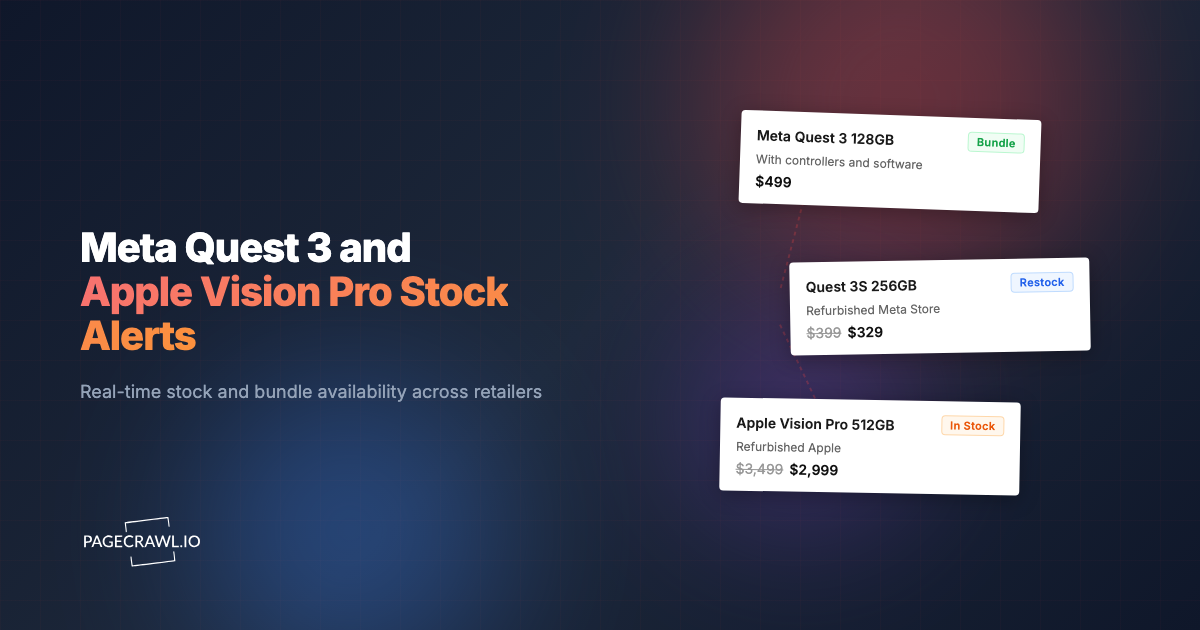 Meta Quest 3 and Apple Vision Pro Stock Alerts