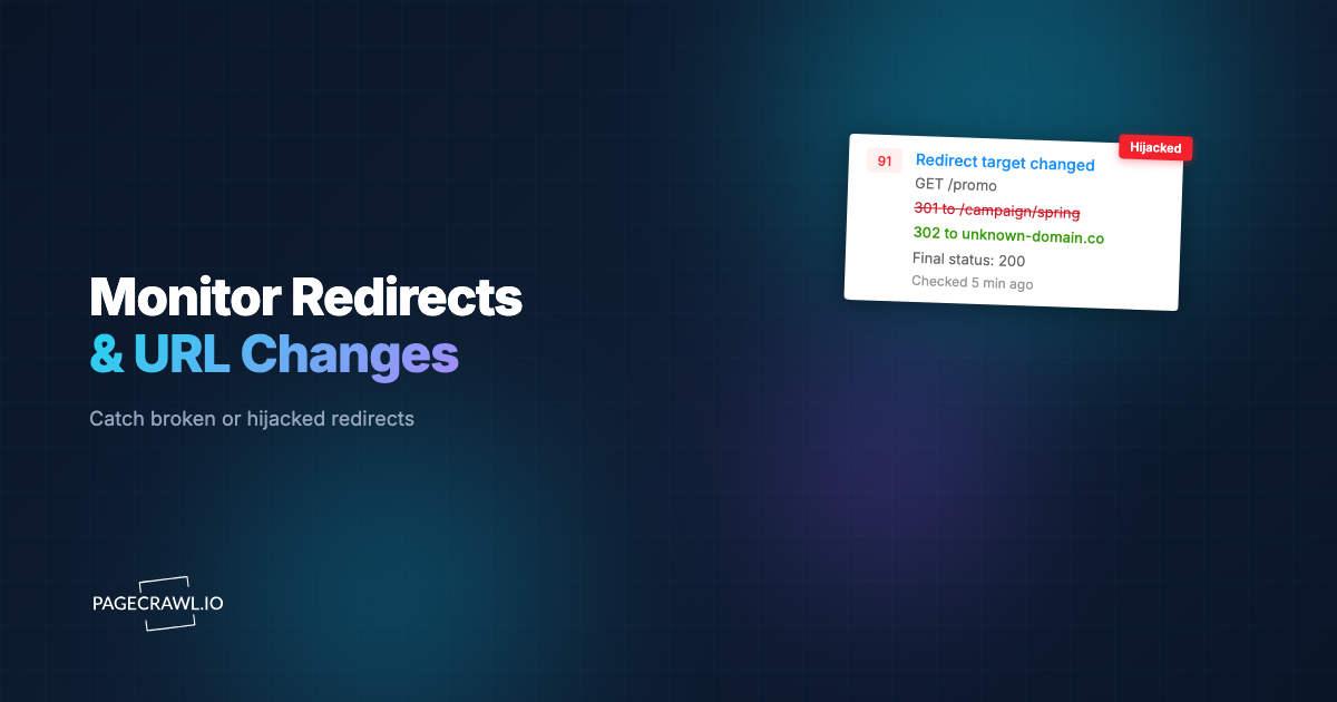 Monitor Redirects & URL Changes: Catch Broken or Hijacked Redirects