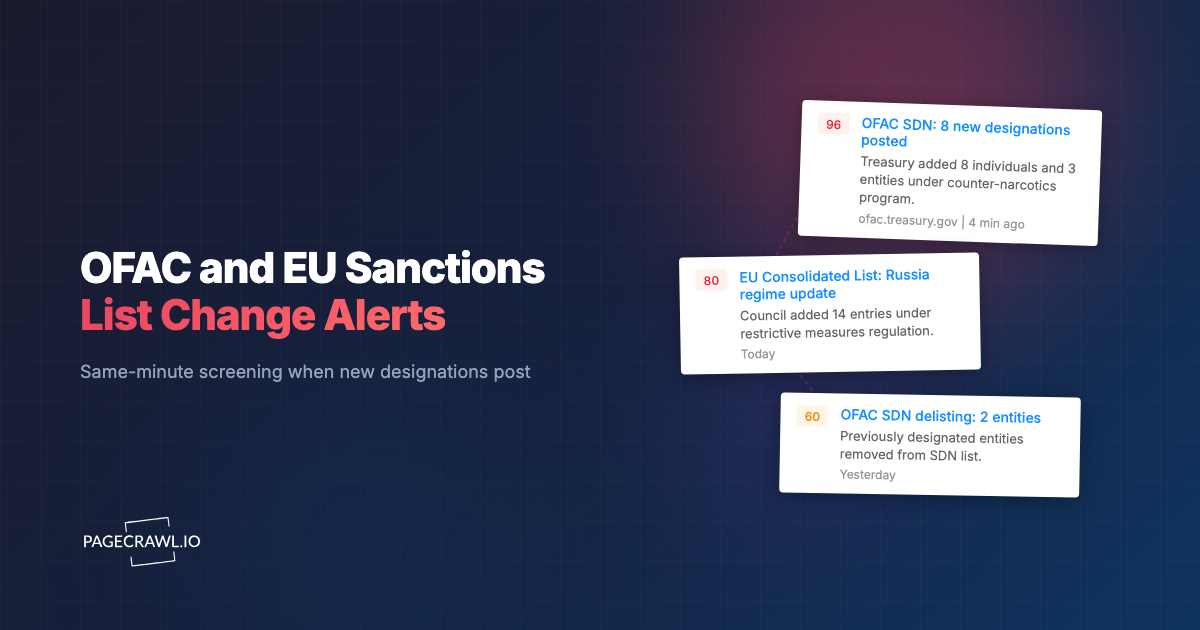 OFAC and EU Sanctions List Change Alerts: How to Monitor SDN, EU Consolidated, and UK OFSI Updates in Real Time