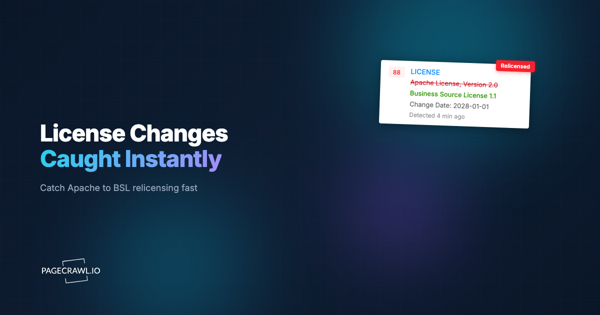 Monitor Open-Source License Changes: Get Alerted When a Project Relicenses (BSL, SSPL, AGPL)