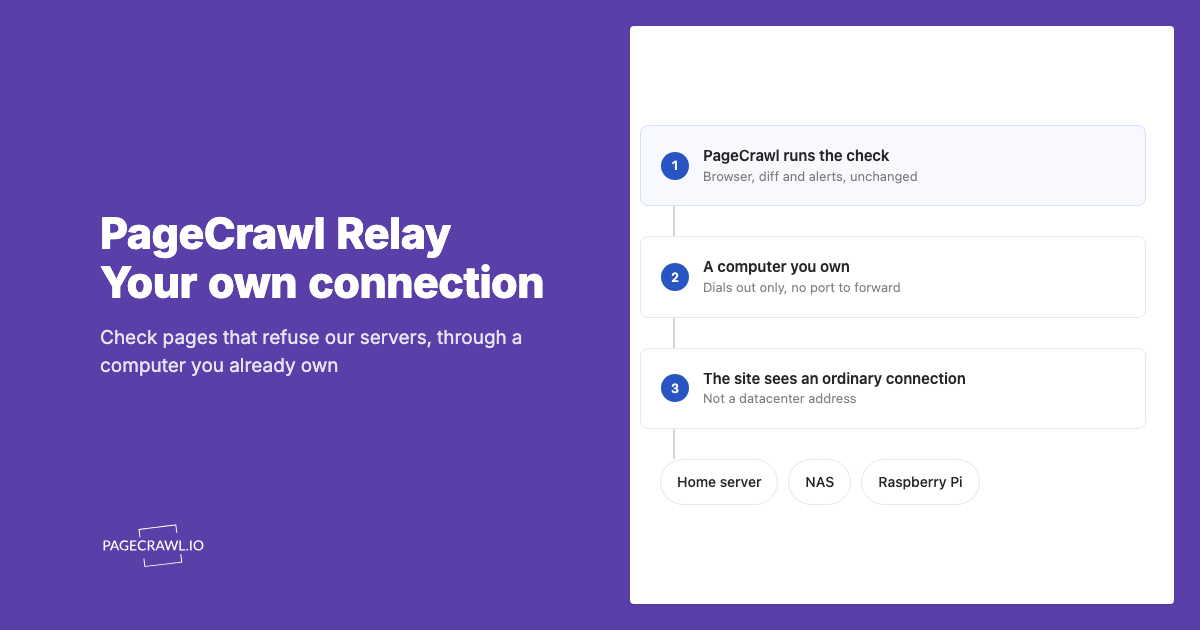 PageCrawl Relay: Check Pages Through Your Own Connection