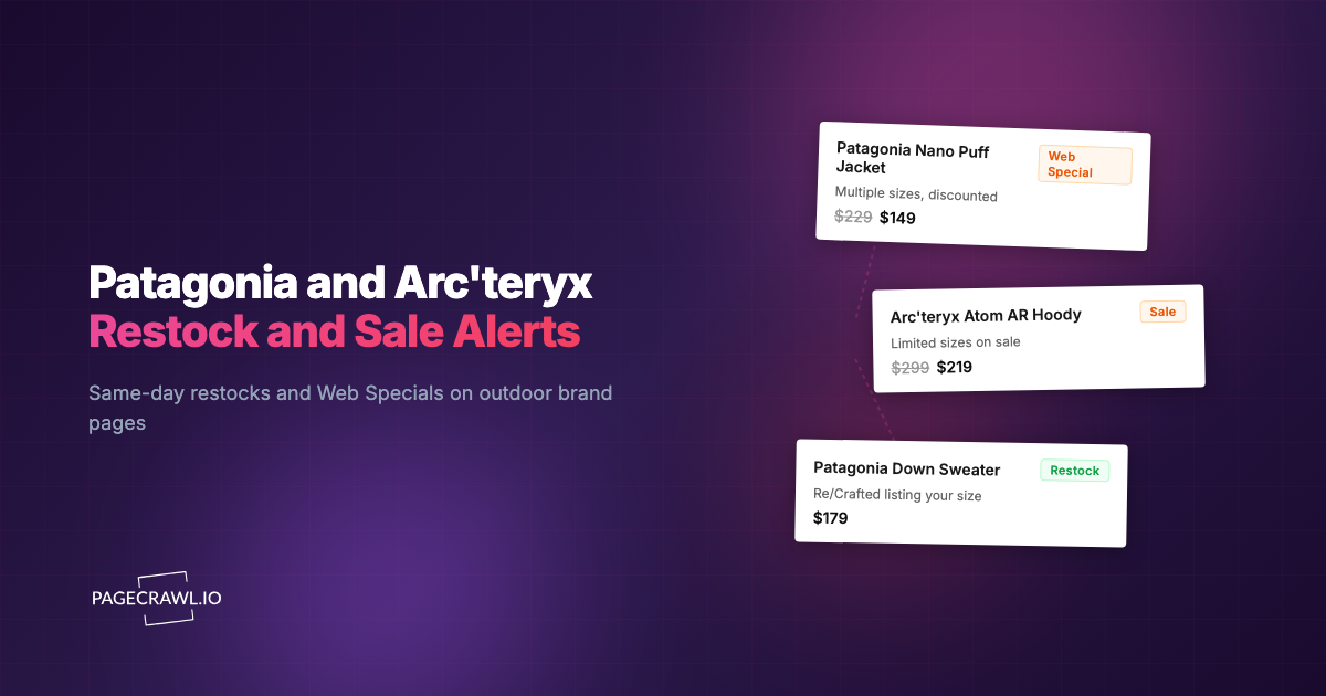 Patagonia and Arc'teryx Restock and Sale Alerts
