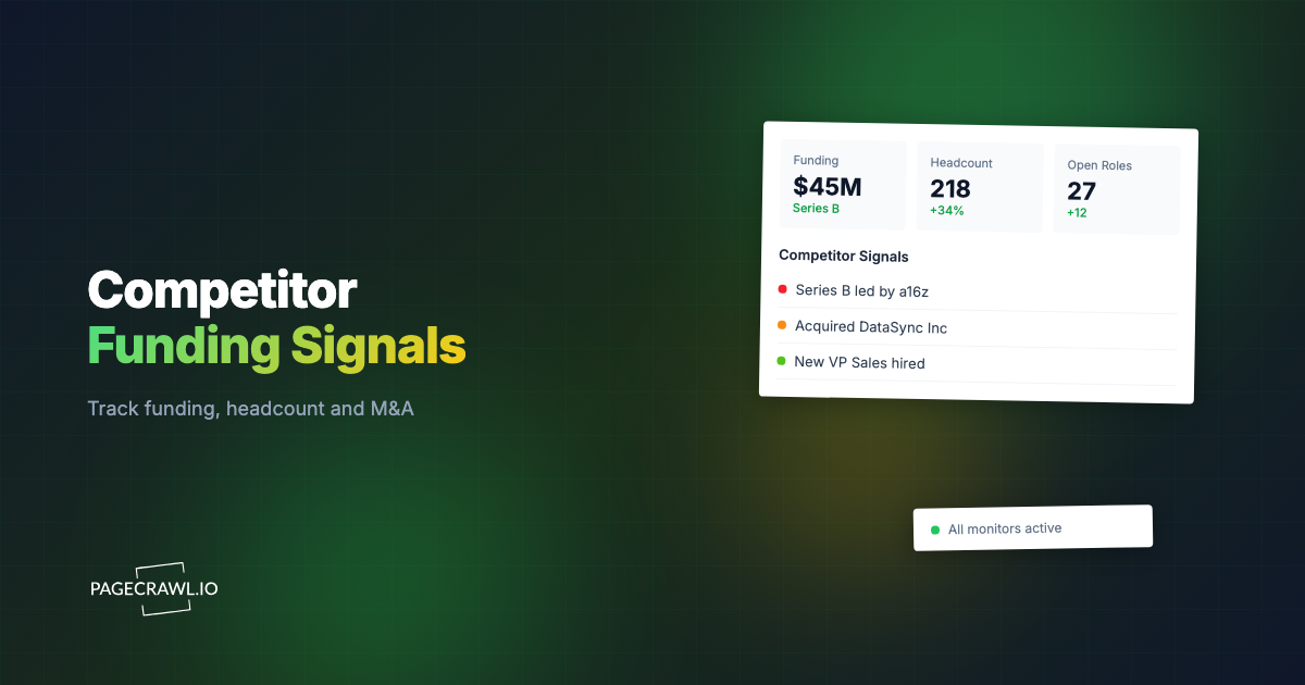 Private Competitor Monitoring: Alerts for Funding Rounds, Headcount, and Acquisitions on Crunchbase and PitchBook