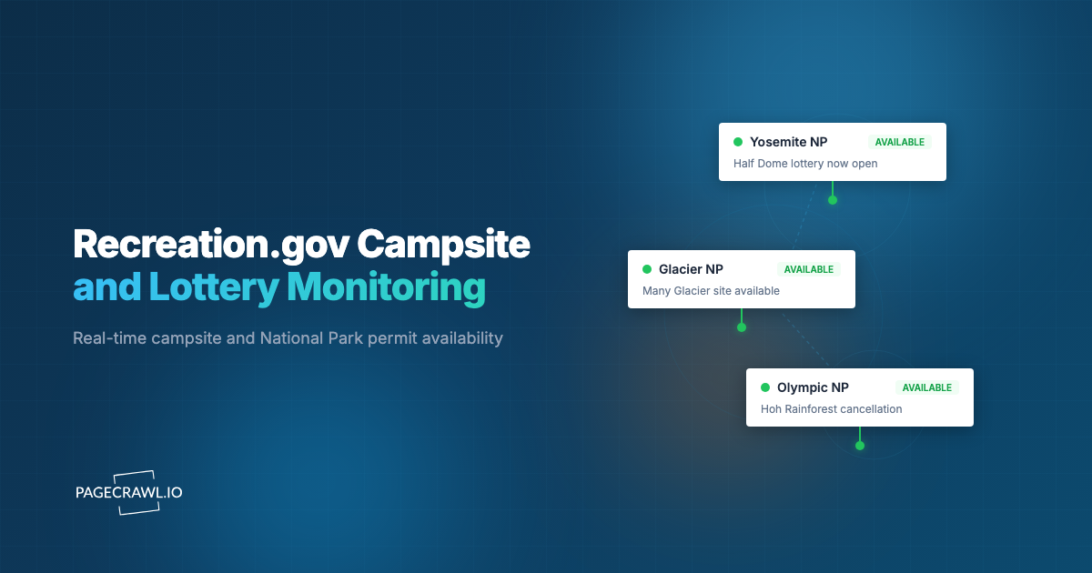 Recreation.gov Campsite Availability and National Park Lottery Monitoring: How to Catch Cancellations and Permit Releases the Moment They Happen