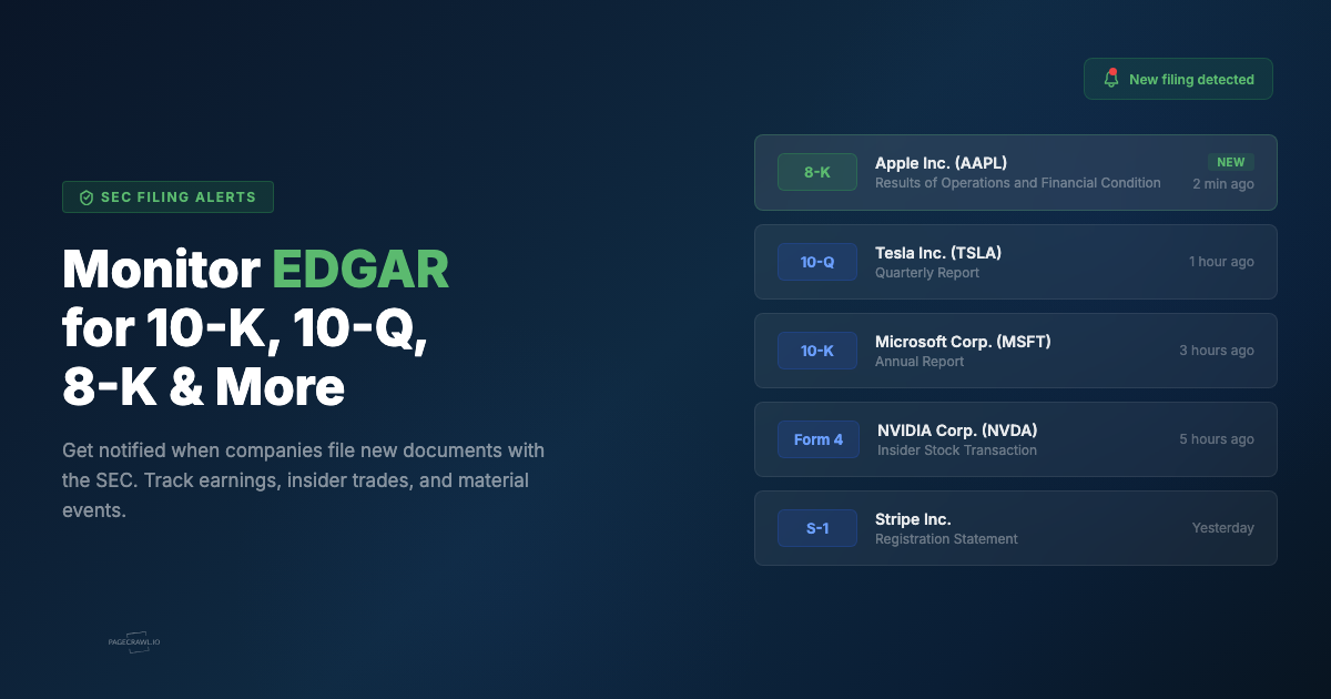SEC Filing Alerts: Monitor EDGAR for 10-K, 10-Q, 8-K, and More