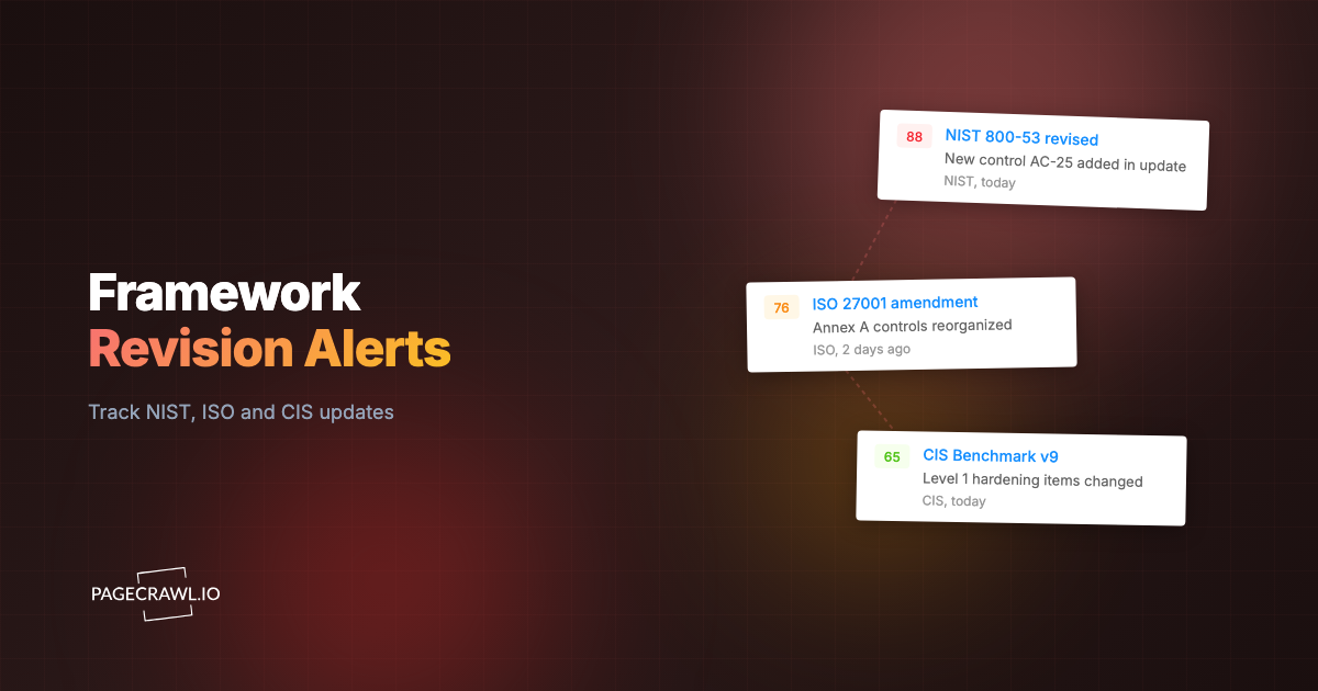 Compliance Framework Revision Monitoring: Alerts for NIST, ISO 27001, and CIS Benchmark Updates