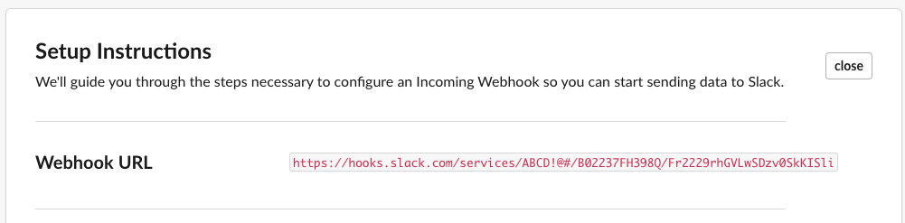 Slack copy incoming webhook url