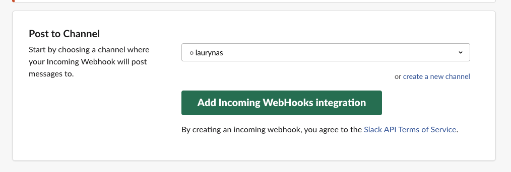 slack select channel for incoming webhook