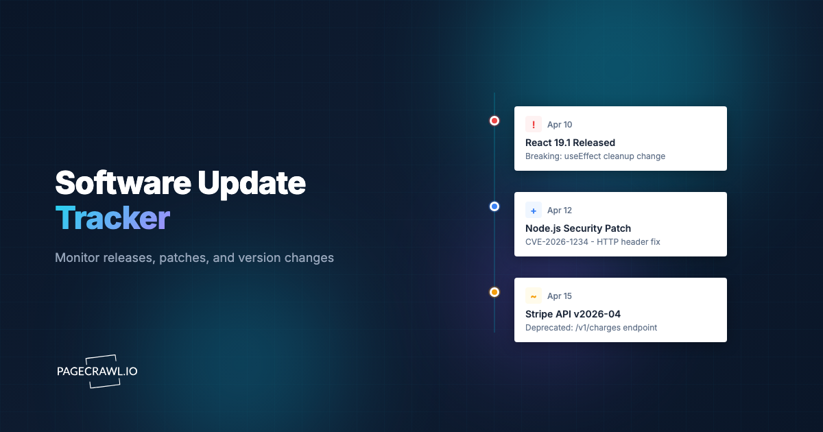 Software Update Tracker: Monitor Releases, Patches, and Version Changes Automatically