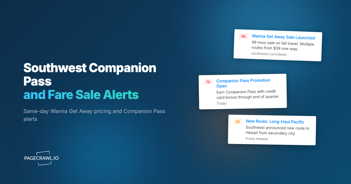Southwest Companion Pass and Fare Sale Alerts