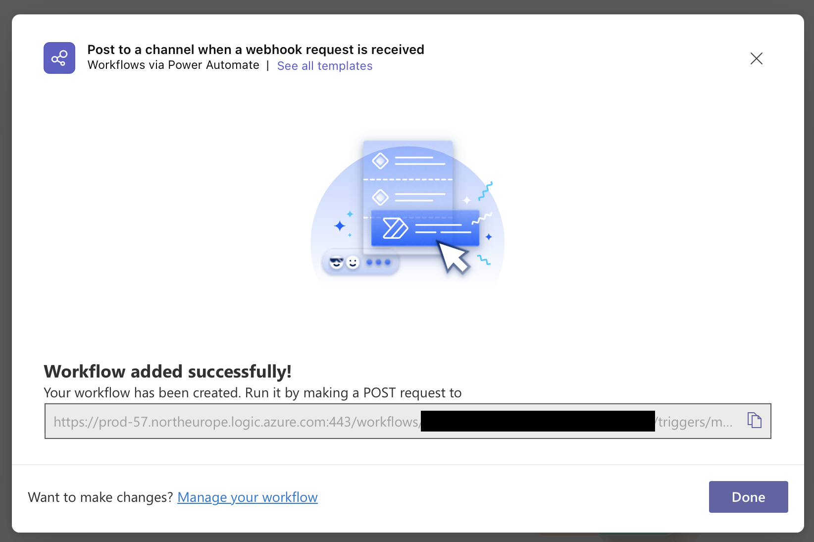 Microsoft Teams workflows URL