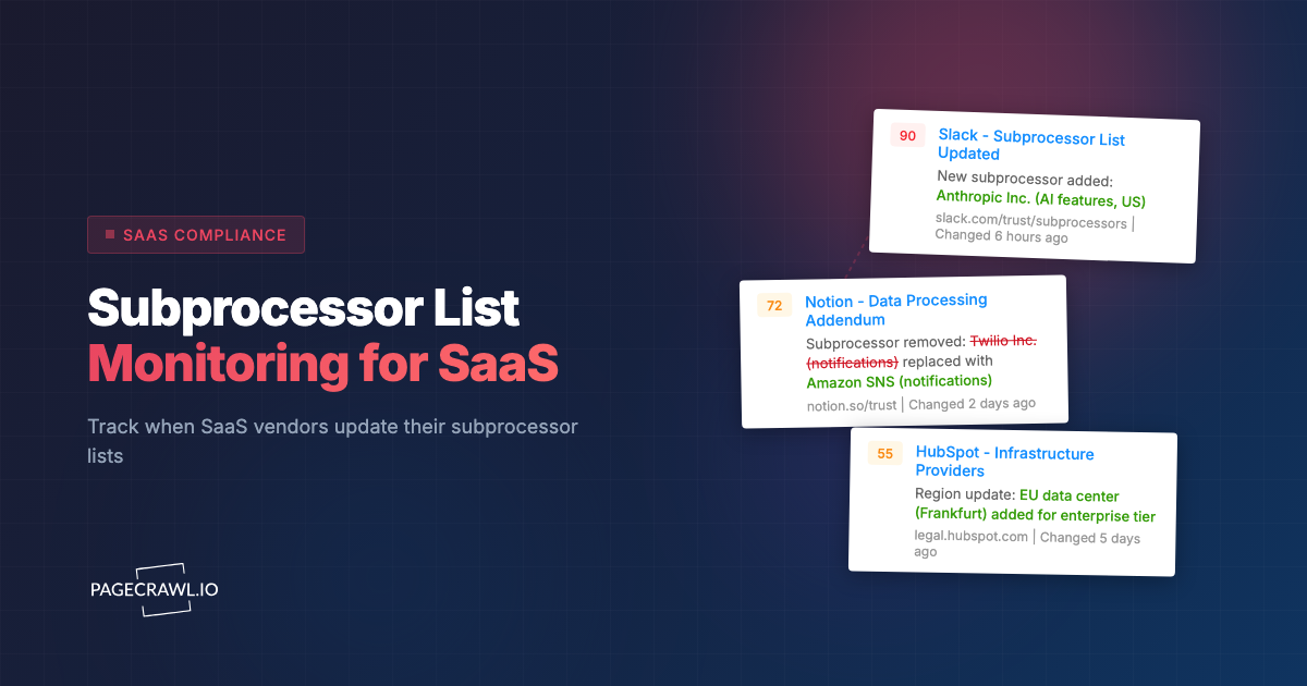 Subprocessor Monitoring: How to Track Vendor Subprocessor List Changes