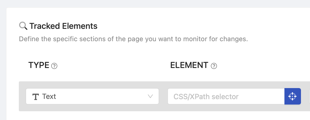 tracking text element