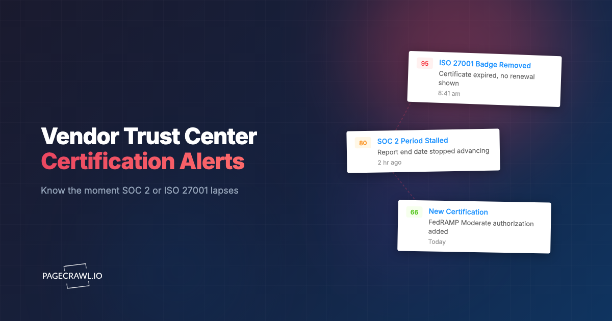Vendor Trust Center Monitoring: Alerts When SOC 2, ISO 27001, or FedRAMP Status Changes