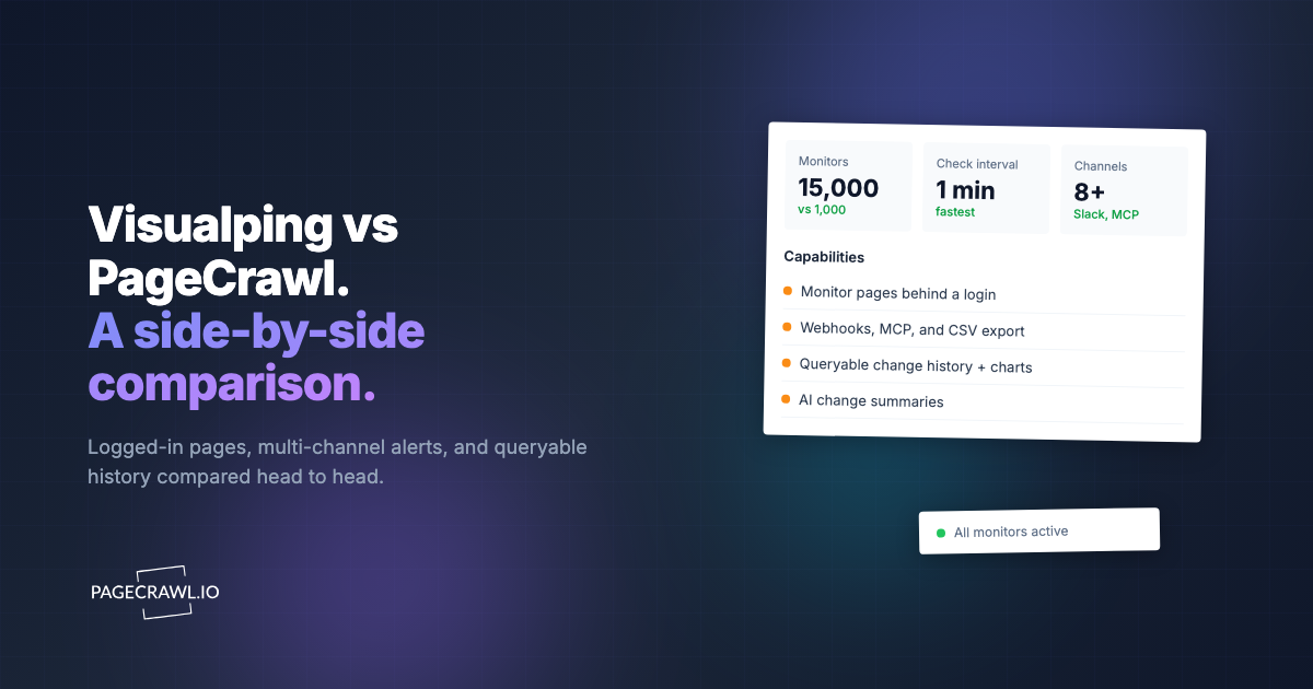 Visualping vs PageCrawl: Website Change Monitoring Compared