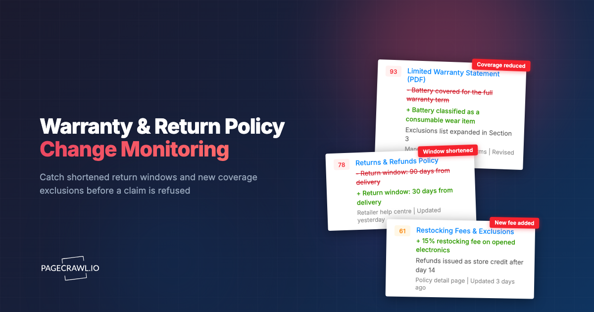 Warranty and Return Policy Change Monitoring: Catch Shrinking Coverage Terms