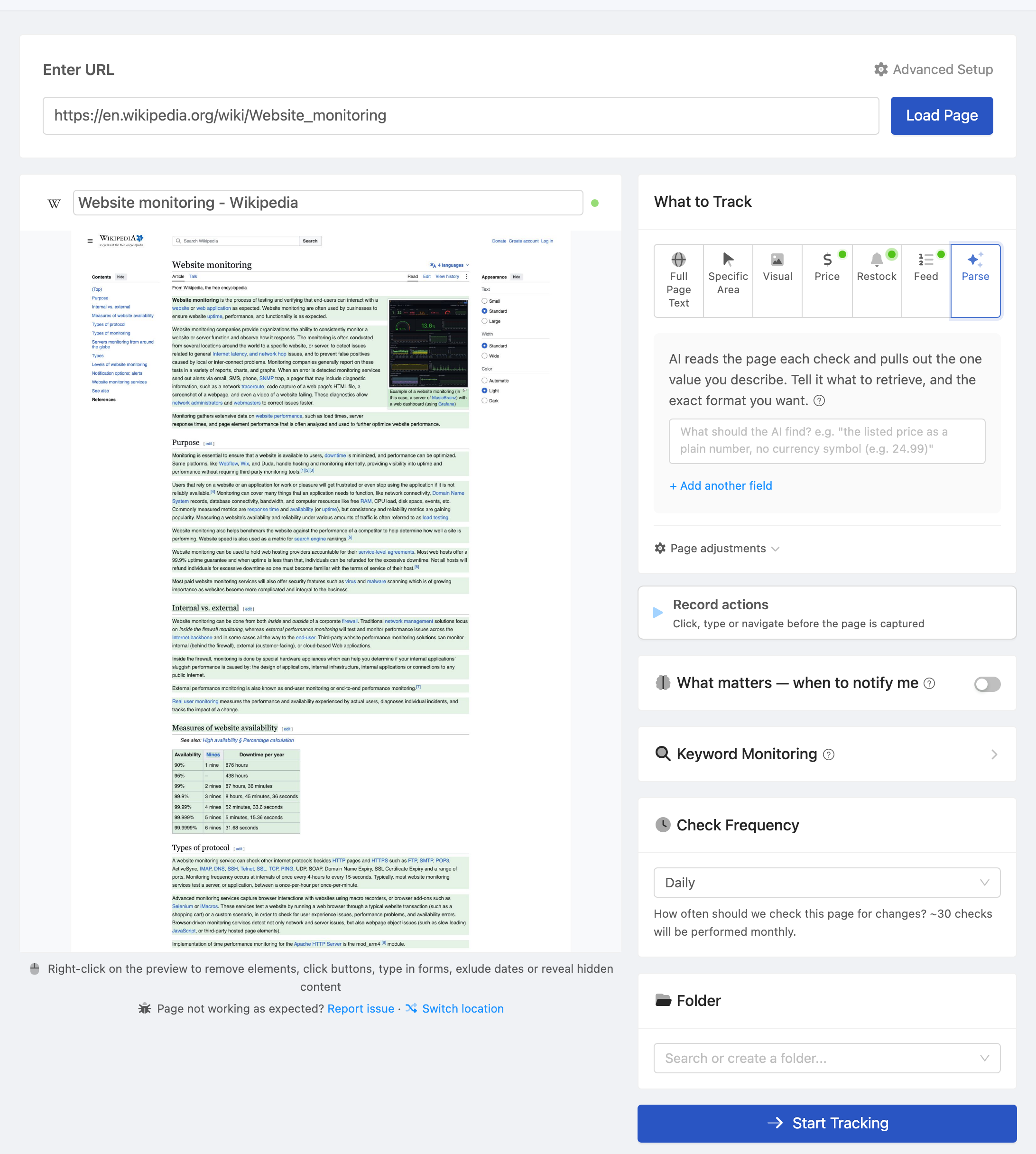 Setting up a PageCrawl monitor for Competitor pricing page (feeds webhook pipeline)