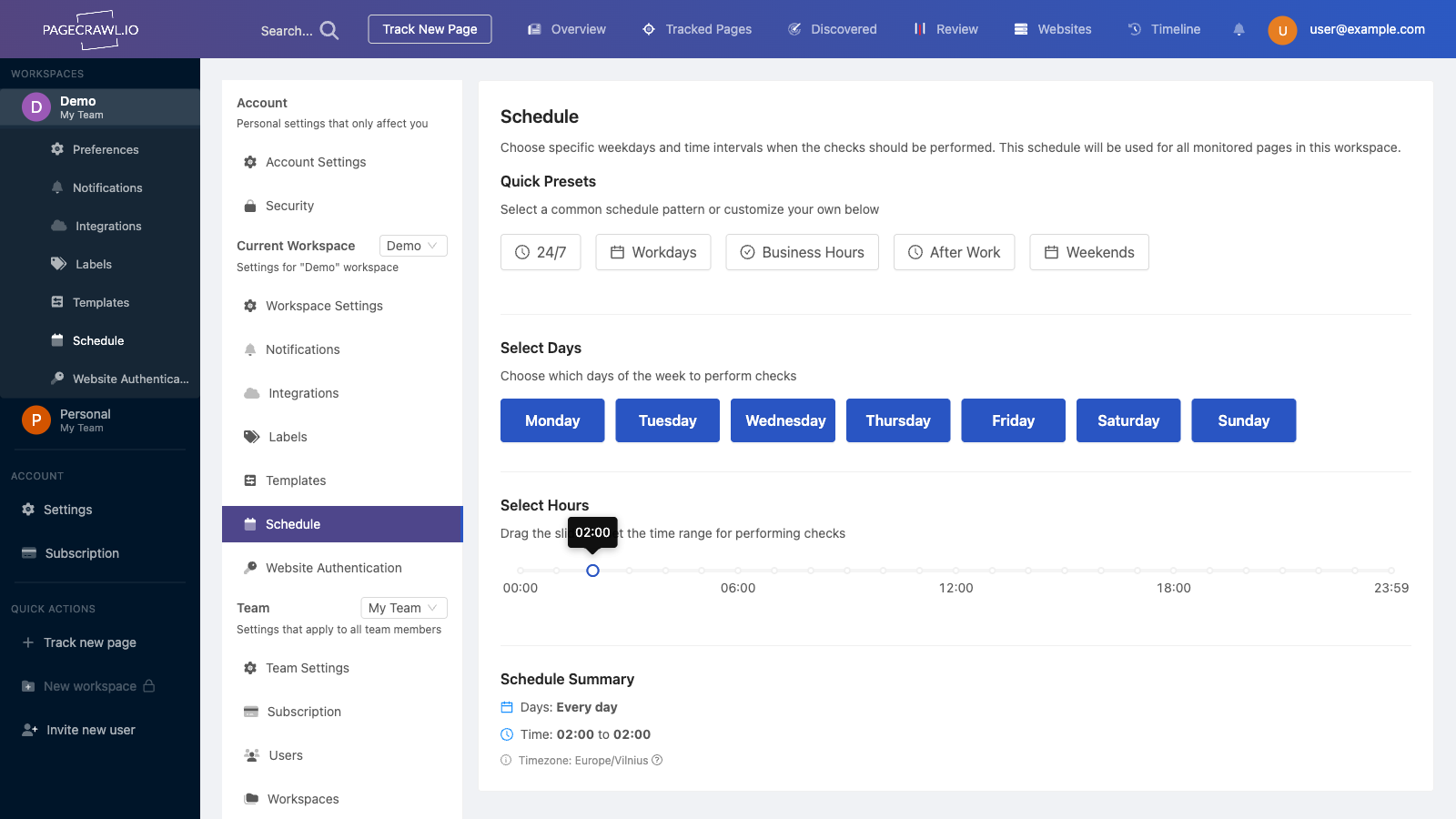 scheduling page checks at specific times